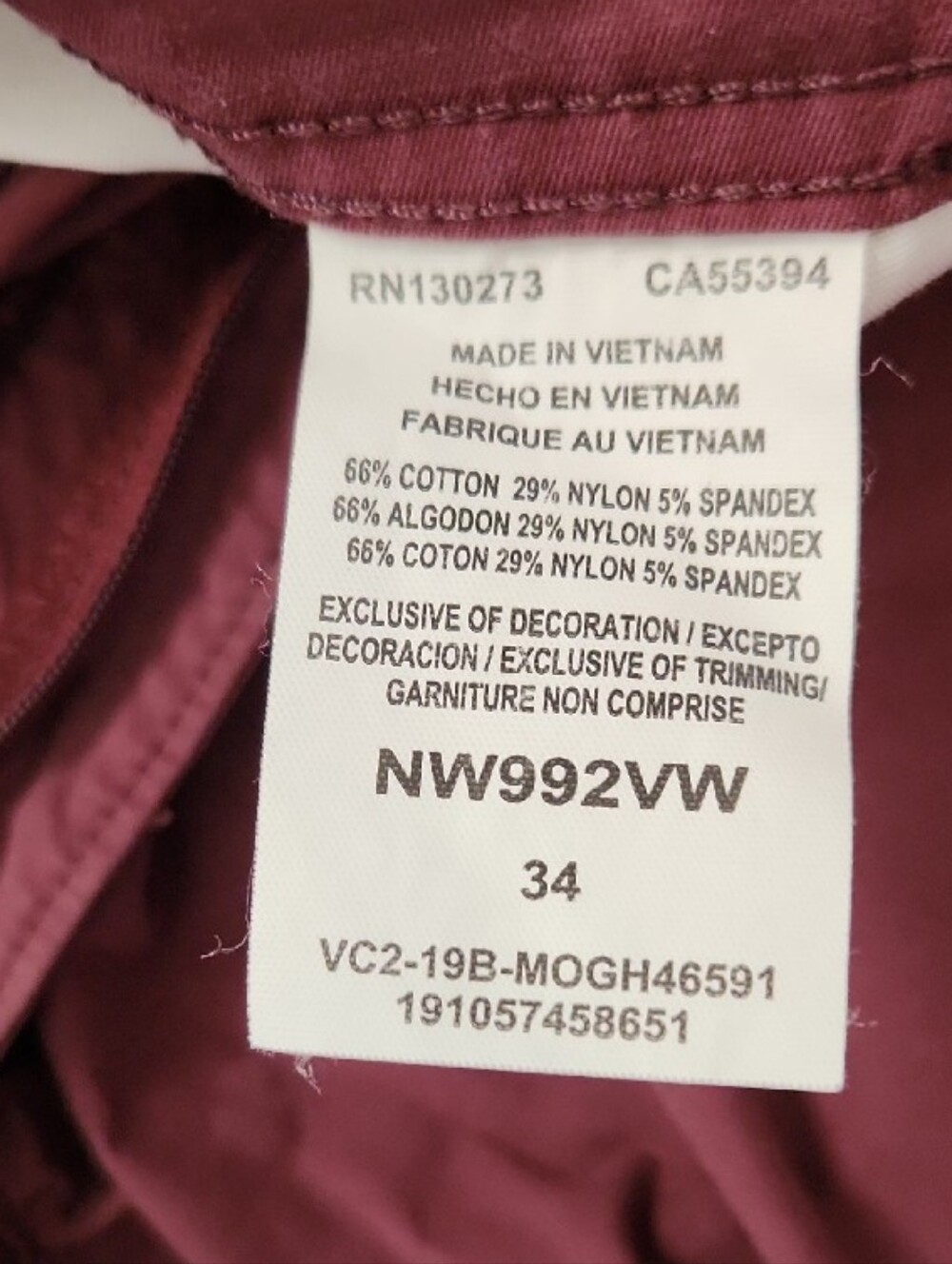 Wrangler Outdoors Flat Front Shorts 4 Pocket D-Ring Maroon Mens Size 34 - Picture 10 of 15